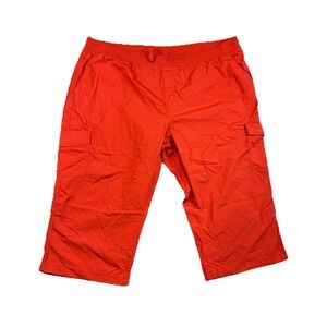 St Johns Bay Plus Size Bright Red Capri Cargo Pants Sz 3x Preppy Summer